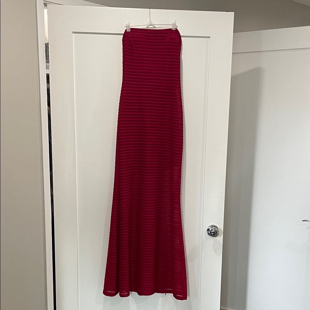 Elegant Wine Burgundy Striped Maxi Dress